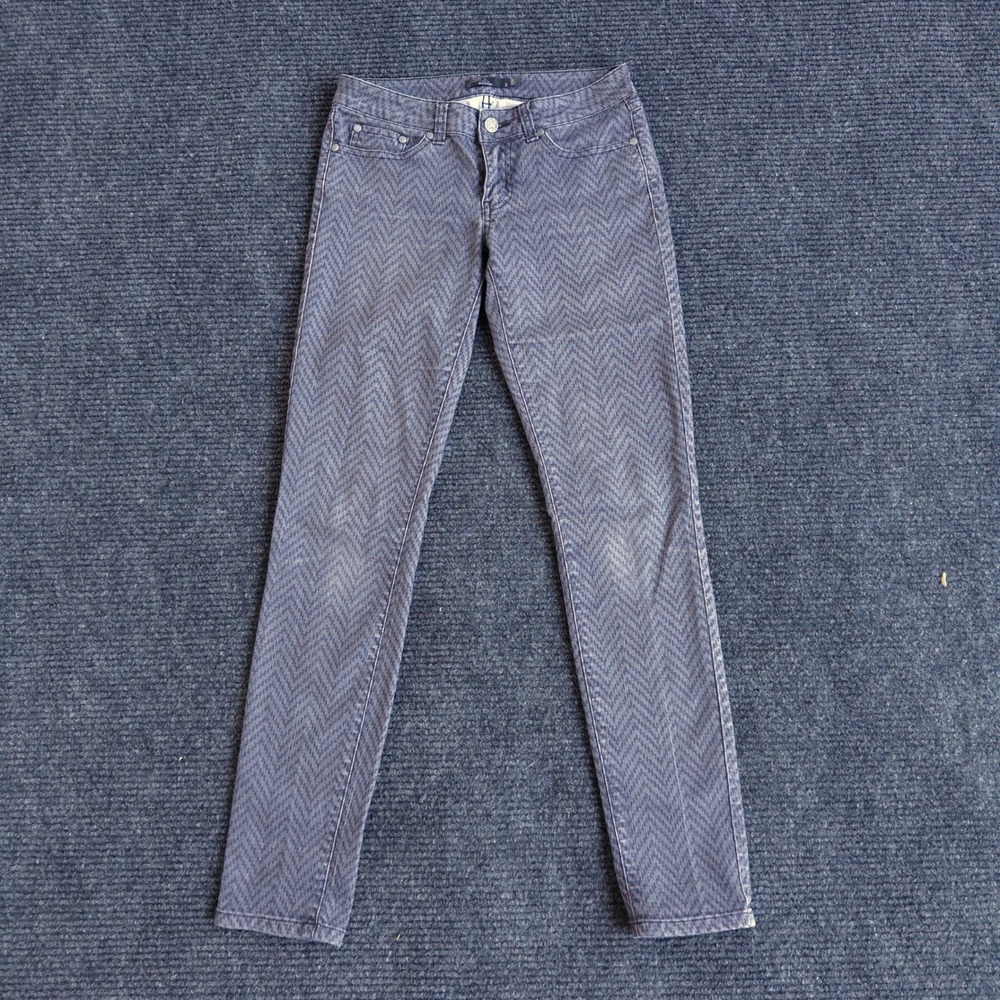 prAna Kara Skinny Jeans Women's 2 Gray Chevron Herringbone Low Rise Stretch